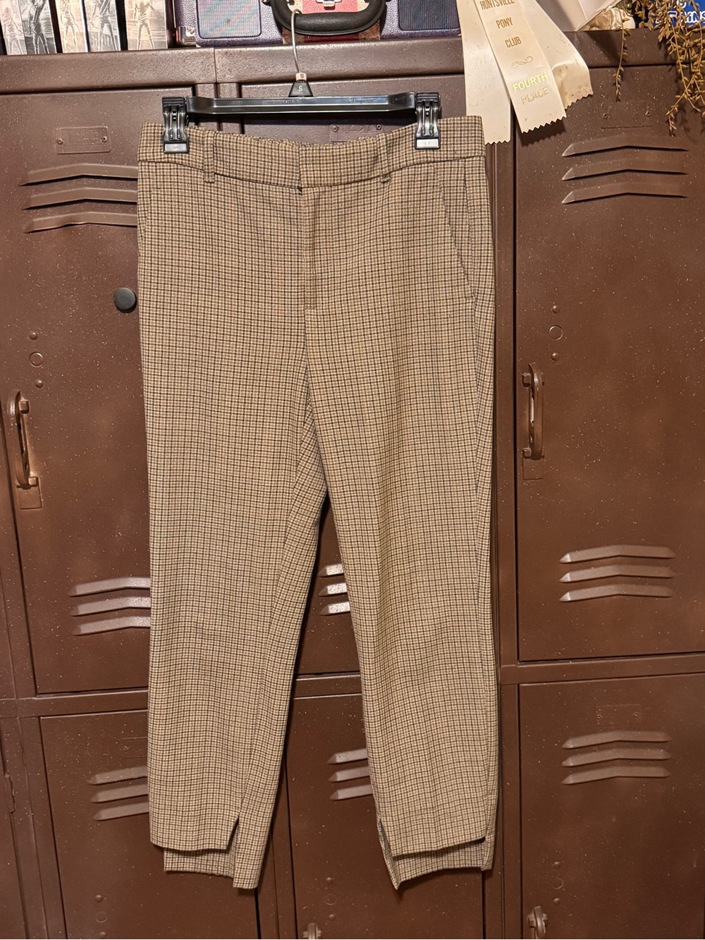 Zara Brown Checked Ankle Pants